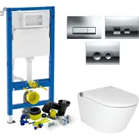 Geberit up100 toiletset rapowash luxe 2.0 by | met bidetspoeler | delta drukplaat