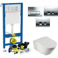 Boss & Wessing Geberit up100 toiletset compleet | inbouwreservoir | bws metro | set 42 met drukplaat