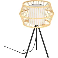 Eglo Monterroso, zwart, natuurlijk/natuurlijk, wit, stof, staal, hout, IP20, klasse II, E27, 1 lamp
