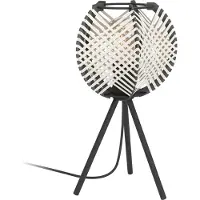 Eglo Tafellamp Waverton Zwart Met Creme Textiel