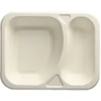 Papstar 100 Menubakken topseal Suikerriet 2-vaks 825 ml 4,2 cm x 18,5 cm x 23,5 cm wit