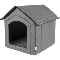 Petsona Hondenhuis Hondenhut Opvouwbaar Met Afneembaar Dak Hondenhuis Hondenbed Kattenbed Huisdierbed Slaapplek Maat M Grijs Medaillen