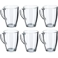 Kadax Theeglazen, waterglazen met handvat, set van 6, glazen kopjes, sapglazen, glazen voor thee, koffie, water, drink, ijsthee, sap, drinkglazen, koffieglazen (Lina, 350 ml, 6 stuks)