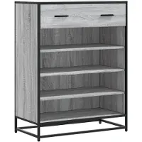 vidaXL Schoenenkast 75x38x97,5 cm bewerkt hout en metaal grijs sonoma