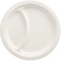 Papstar pure wegwerpborden, 2-delig, ø 230 mm, 50 stuks, composteerbaar, magnetronbestendig, gemaakt van suikerriet, wit