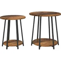 vidaXL Bijzettafelset 2 st Oud Hout en Zwart 50 x 50 x 51 cm
