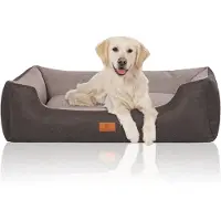 Knuffelwuff Hondenbed Luke van velours met fijn handgeweven karakter XL 105 x 75cm zwart-grijs