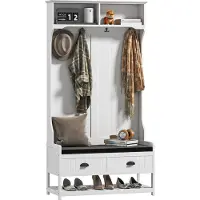 HOMCOM kledingrek - MDF - schuimstof - 89L x 42B x 172H cm - wit