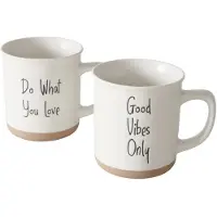 Boltze - Mokken - Bekers - Set van 2 - Keramiek - Do what you love / good vibes only.