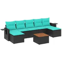 vidaXL 8-delige tuinbankset met kussens, zwart polyrotan