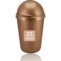 Discountershop Prullenbak 25 liter Roségoud – Afvalemmer met Swing- & Schuifdeksel – Kunststof Vuilnisbak