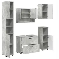 vidaXL Badkamermeubel Set met lade met plank 5 pcs Beton Grijs