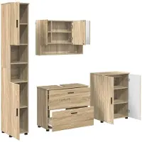 vidaXL Badkamermeubel Set 4 pcs Sonoma Eik Samengesteld Hout en Metaal