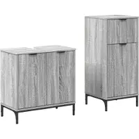 vidaXL Badkamermeubel Set met lade met plank 2 pcs Grijs Sonoma