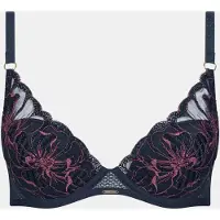 Chantelle - Fleurs Signature Plunge BH Sailing Blue - maat 75B - Blauw/Roze