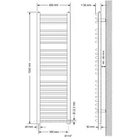 LuxeBath Elektrische badkamerradiator met verwarmingselement 900W 400x1500 mm Wit gebogen met zijaansluiting & thermostaat Digitaal display