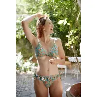 Louise Misha Bikini Bottom Salia Turquoise Flowers Maat: XXS | Bikini's Outlet | Dames | Blauw