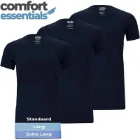 Comfort Essentials - T Shirts Heren - Extra Lang - Navy - Maat L - 3 Pack - Ronde Hals - Ondershirt Heren