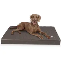 Knuffelwuff orthopedische hondenmat Palomino van met laser doorstikt kunstleer L 80 x 60 cm bruingrijs