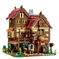 ReoBrix - 66018 Middeleeuwse Taverne Bistro bouwset | Modulair miniratuur constructie modelbouw | Educatief speelgoed bouwpakketten voor kinderen & volwassenen | Blok formaat 4.9mm | 3114 bouwstenen