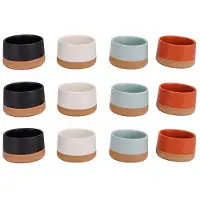 COSY&TRENDY Cosy & Trendy Kommetje/serveer schaaltje - 12x stuks - D9 x 5 cm - aardewerk - mix kleuren - sausjes