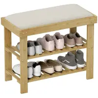 Zenzee Schoenenrek - Opbergbank - Schoenenbank - Schoenenkast - Bankje - Bamboe - 60 x 29 x 49 cm