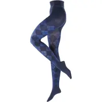 Burlington Elegant Essence gedessineerd katoen panty dames blauw - maat 40-42