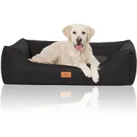 Knuffelwuff Hondenbed Lotte van velours met fijn handgeweven karakter XL 105 x 75cm zwart