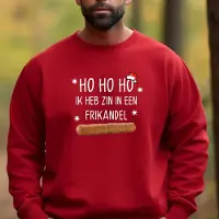 B&C Foute kersttrui- Maat XL-HOHOHO Ik heb zin in een frikandel heren Rode kerstsweater- foute kerstsweater