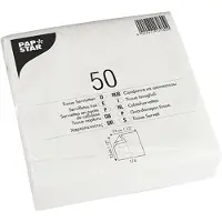 Papstar 50 Servetten, 2-laags 1/4 vouw 33 cm x 33 cm wit