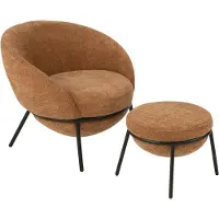 J-Line loungestoel + poef - ijzer - terracotta/zwart