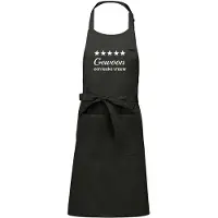 Kariban Luxe Keukenschort met Tekst “Gewoon een leuke vrouw” – Cadeau voor Koken & Barbecue – Verstelbaar, Met Voorvak - 76 x 90 cm - chique grijs