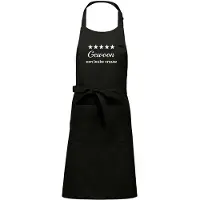 Kariban Luxe Keukenschort met Tekst “Gewoon een leuke vrouw” – Cadeau voor Koken & Barbecue – Verstelbaar, Met Voorvak - 76 x 90 cm - zwart