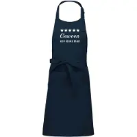 Kariban Luxe Keukenschort met Tekst “Gewoon een leuke man” – Cadeau voor Koken & Barbecue – Verstelbaar, Met Voorvak - 76 x 90 cm - navy blauw