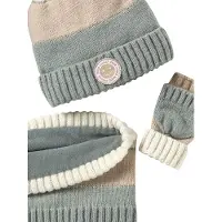 Vertbaudet Meisjesmuts + snood + wanten/handschoenen in colorblock voor meisjes