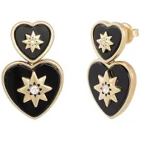 Yehwang Luxe oorbellen goud met zwart - stainless steel - waterproof - oorstekers - earrings - cadeau- mam - dochter