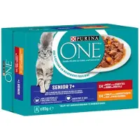 Purina 7+ Fijne Malse Reepjes in Saus Kip - Rund 8 x 85 gr