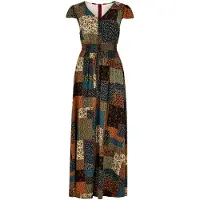Apricot Maxi-jurk met smockwerk in patchwork