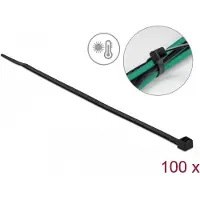 DeLOCK Tie-wraps 200 x 4,8mm / zwart - hittebestendig en UV-resistent (100 stuks)
