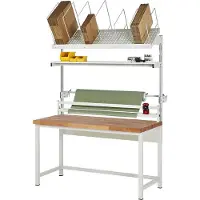 RAU inpaktafelsysteem 03 Werkbank serie 8000, B 2000 x D 900 x H 840-1040 mm, beuken massief houten blad, tot 1250 kg