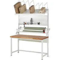 RAU inpaktafelsysteem 05 Werkbank serie 8000, B 1500 x D 700 x H 840-1040 mm, massief beukenhouten blad, tot 1250 kg