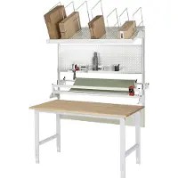 RAU verpakkingstafelsysteem 05 Werktafel serie Tom, B 2000 x D 800 x H 760-1080 mm, massief beukenhouten blad, tot 500 kg