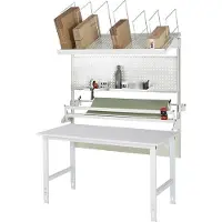 RAU verpakkingstafelsysteem 05 Werktafel serie Tom, B 1500 x D 800 x H 760-1080 mm, melamine blad, tot 500 kg