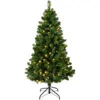 Everlands Kaemingk 678250 Kerstboom met LED-verlichting, binnen, 150-160 cm, groen / warm wit