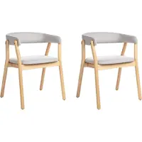 Beliani MYLO - Eetkamerstoel set van 2 - Lichtgrijs - Polyester