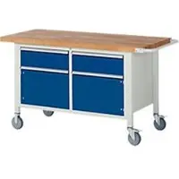RAU Werkbank serie 8466, verrijdbaar, 2 schuifladen, 2 deuren, B 1500 x D 700 X H 880 mm