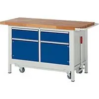RAU Werkbank serie 8466, neerlaatbaar, 2 schuifladen, 2 deuren, B 1500 x D 700 x H 880 mm