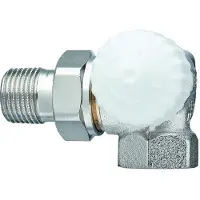 Heimeier V-Exact radiatorafsluiter dubbel haaks rechts 3/8 Vernikkeld