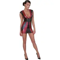 Cottelli collection Sexy Wetlook jurkje - Zwart / Rood