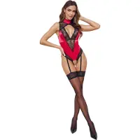 Cottelli collection - kanten body met halternek - rood